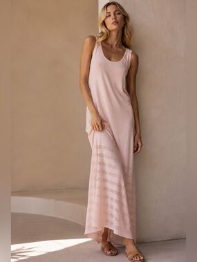 NWT Blush Pink Linen Blend Knit Maxi Dress Size L